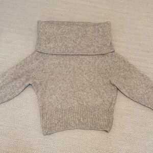 Cozy Light Taupe Off the Shoulder Sweater